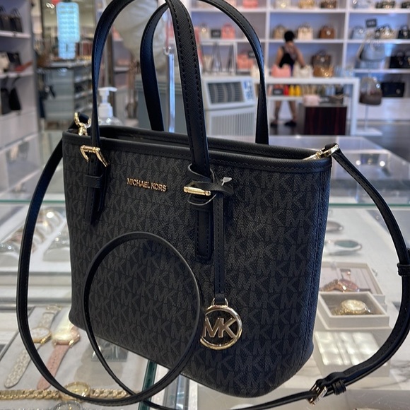 MICHAEL KORS 
Jet Set Travel Extra-Small Logo Top-Zip Tote Bag
Black 
NWT - Picture 13 of 16